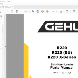 Gehl R220 R220 (EU) R220 X-Series Skid-Steer Loader Parts Manual 50950171 - PDF DOWNLOAD