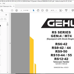 Gehl RS SERIES GEN:4 M74 RS6-42 RS8-42 RS8-44 RS9-50 RS10-44 RS10-55 RS12-42 Telescopic Handler Operator's Manual 50960200 - PDF DOWNLOAD