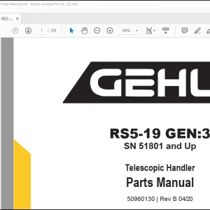 Gehl RS5-19 GEN:3 Telescopic Handler Parts Manual 50960130 - PDF DOWNLOAD