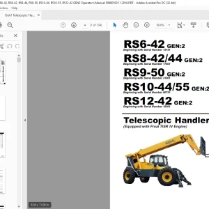 Gehl RS6-42 GEN2 RS8-42 44 GEN2 RS9-50 GEN2 RS10-44 55 GEN2 RS12-42 GEN2 Telescopic Handler Operator's Manual 50960100 - PDF DOWNLOAD