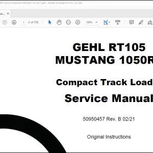 Gehl RT105, Mustang 1050RT  Compact Track Loaders Service Manual 50950457 - PDF DOWNLOAD