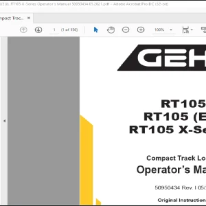 Gehl RT105 RT105 (EU) RT105 X-Series Compact Track Loader Operator's Manual 50950434 - PDF DOWNLOAD