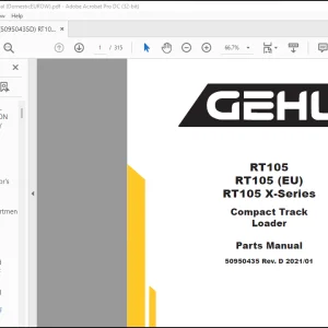 Gehl RT105 RT105 (EU) RT105 X-Series Compact Track Loader Parts Manual 50950435 - PDF DOWNLOAD