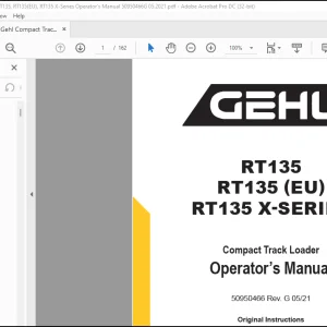Gehl RT135 RT135 (EU) RT135 X-SERIES Compact Track Loader Operator's Manual 50950466 - PDF DOWNLOAD