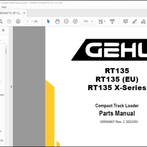 Gehl RT135 RT135 (EU) RT135 X-Series Compact Track Loader Parts Manual 50950467 - PDF DOWNLOAD