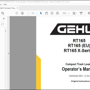 Gehl RT165 RT165 (EU) RT165 X-Series Compact Track Loader Operator’s Manual 50950264 - PDF DOWNLOAD