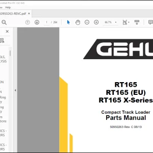 Gehl RT165 RT165 (EU) RT165 X-Series Compact Track Loader Parts Manual 50950263 - PDF DOWNLOAD