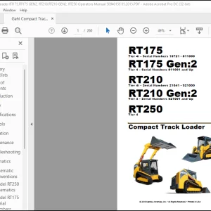 Gehl RT175 RT175 Gen2 RT210 RT210 Gen2 RT250 Compact Track Loader Operator's Manual 50940159 - PDF DOWNLOAD