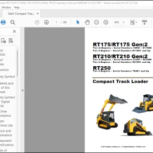 Gehl RT175 RT175 Gen:2 RT210 RT210 Gen:2 RT250 Compact Track Loader Operator's Manual 50940360 - PDF DOWNLOAD