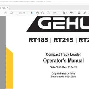 Gehl RT185 RT215 RT255 Compact Track Loader Operator's Manual 50940610 - PDF DOWNLOAD