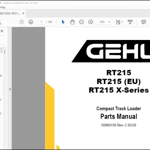 Gehl RT215 RT215 (EU) RT215 X-Series Compact Track Loader Parts Manual 50960150 - PDF DOWNLOAD