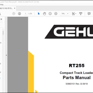 Gehl RT255 Compact Track Loader Parts Manual 50960151 - PDF DOWNLOAD