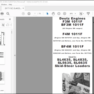 Gehl SL4635 SL4835 SL5635 SL6635 Skid-Steer Loaders Engine Service Parts Manual 917115 - PDF DOWNLOAD