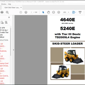 Gehl SL4640E SL5240E Deutz TD20009L4 Engine Skid Steer Loader Service Manual 917295 11.2008 - PDF DOWNLOAD
