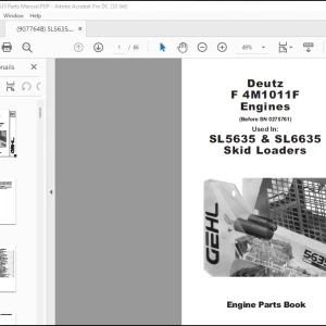 Gehl SL5635 & SL6635 Skid Loaders Deutz F 4M1011F Engine Parts Manual 907764 - PDF DOWNLOAD