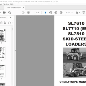Gehl SL7610 SL7710 (EU) SL7810 Skid-Steer Loader Operator’s Manual 917032-BP0704 - PDF DOWNLOAD