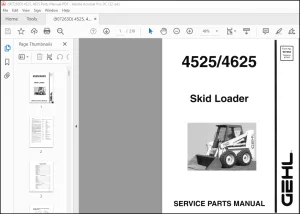 Gehl Skid Loader 4525 4625 Service Parts Manual(907263)  - PDF DOWNLOAD