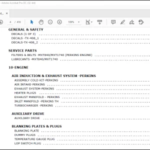 Gehl TX-408  Telescopic Handler Parts Manual(53109861A)  - PDF DOWNLOAD