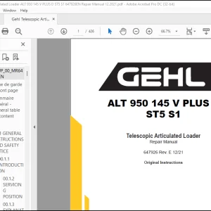 Gehl Telescopic Articulated Loader ALT 950 145 V PLUS D ST5 S1 Repair Manual(647926)  - PDF DOWNLOAD