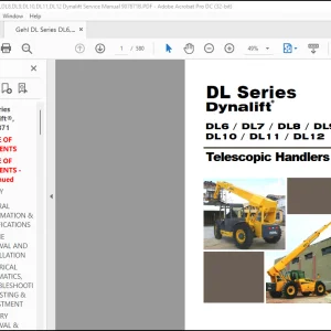 Gehl Telescopic Handler DL Series DL6 DL7 DL8 DL9 DL10 DL11 DL12 Dynalift Service Manual(907871) - PDF DOWNLOAD