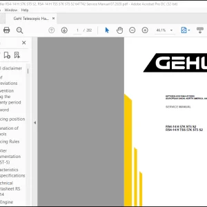 Gehl Telescopic Handler RS4-14 H 57K ST5 S2 RS4-14 H TSS 57K ST5 S2 SERVICE MANUAL(647742)  - PDF DOWNLOAD