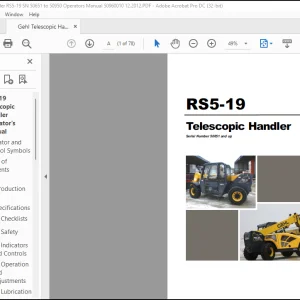 Gehl Telescopic Handler RS5-19 Operator's Manual 50960010 - PDF DOWNLOAD