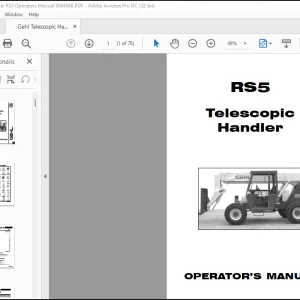 Gehl Telescopic Handler RS5 Operators Manual 908494B - PDF DOWNLOAD