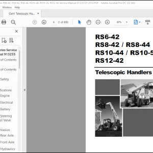 Gehl Telescopic Handler RS6-42, RS8-42, RS8-44, RS10-44, RS10-55, RS12-42 Service Manual 913233  - PDF DOWNLOAD