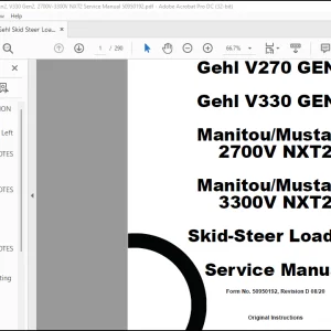 Gehl V270 GEN:2 Gehl V330 GEN:2 Manitou-Mustang 2700V NXT2 Manitou-Mustang 3300V NXT2 Skid Steer Loader Service Manual 50950192 - PDF DOWNLOAD