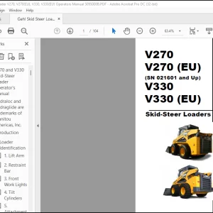 Gehl V270 V270 (EU) V330 V330 (EU) Skid-Steer Loader Operator's Manual 50950000 - PDF DOWNLOAD