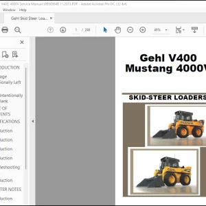 Gehl V400 Mustang 4000V Skid Steer Loader Service Manual 50950064 - PDF DOWNLOAD