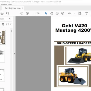 Gehl V420, Mustang 4200V Skid Steer Loader Service Manual 50950421 - PDF DOWNLOAD