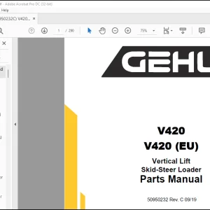 Gehl V420 V420 (EU) Vertical Lift Skid-Steer Loader Parts Manual 50950232 - PDF DOWNLOAD