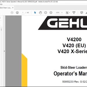 Gehl V4200 V420 (EU) V420 X-Series Skid-Steer Loaders Operator’s Manual 50950233 - PDF DOWNLOAD