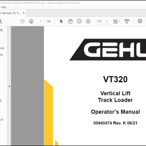 Gehl VT320 Vertical Lift Track Loader Operator's Manual 50940474 - PDF DOWNLOAD