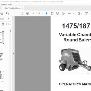 Gehl Variable Chamber Round Balers RB1475 RB1875 Operator's Manual 907520C - PDF DOWNLOAD