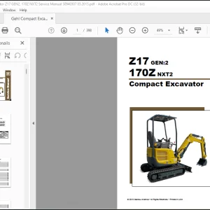 Gehl Z17 GEN:2 170Z NXT2 Compact Excavator Service Manual 50940307 - PDF DOWNLOAD