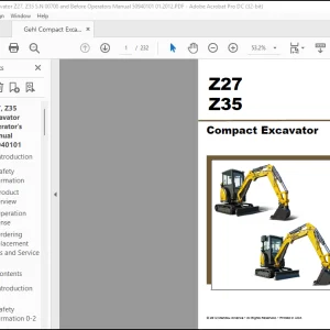 Gehl Z27 Z35 Compact Excavator Operator's Manual 50940101 - PDF DOWNLOAD