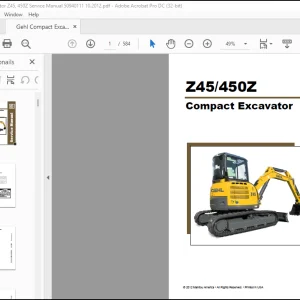Gehl Z45 450Z Compact Excavator Service Manual 50940111 - PDF DOWNLOAD
