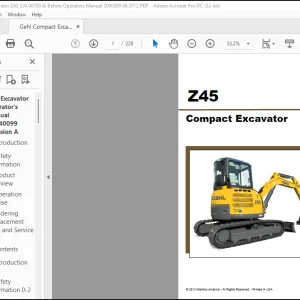 Gehl Z45 Compact Excavator Operator's Manual 50940099 - PDF DOWNLOAD
