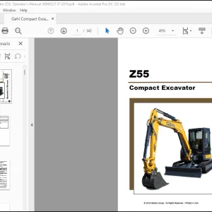 Gehl Z55 Compact Excavator Operator's Manual 50940327 - PDF DOWNLOAD