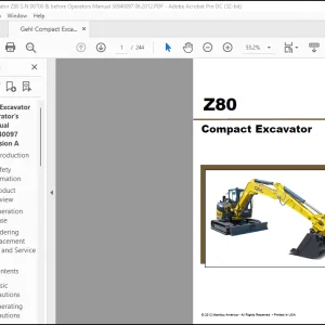 Gehl Z80 Compact Excavator Operator's Manual 50940097 - PDF DOWNLOAD