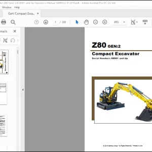 Gehl Z80 GEN2 Compact Excavator Operator's Manual 50940322 - PDF DOWNLOAD