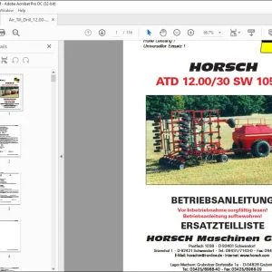 Horsch ATD 12.00 - 30 SW 10500 Betriebsanleitung & Ersatzteilliste - PDF DOWNLOAD (German)