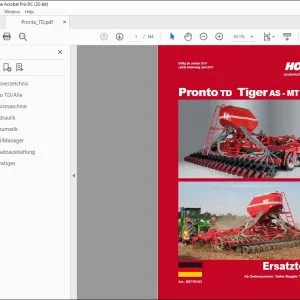 Horsch Pronto TD Tiger AS - MT - LT - XL Ersatzteilliste 80770153 - PDF DOWNLOAD (German)
