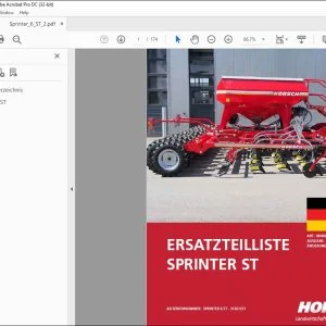 Horsch SPRINTER 6 ST Ersatzteilliste 80490160 - PDF DOWNLOAD (German)
