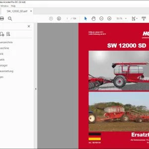 Horsch SW 12000 SD Pronto 12NT & Pronto 8SW Ersatzteilliste 80790154 - PDF DOWNLOAD (German)