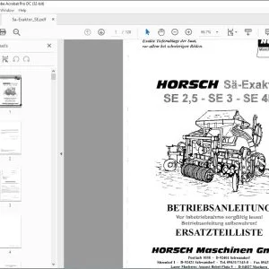 Horsch Sa-Exaktor SE 2, 5 - SE 3 Betriebsanleitung & Ersatzteilliste - PDF DOWNLOAD (German)