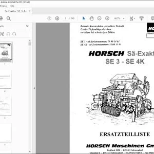 Horsch Sa-Exaktor SE 3 - SE 4K Ersatzteilliste - PDF DOWNLOAD (German)