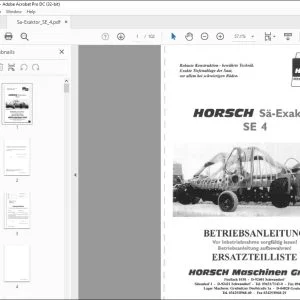 Horsch Sa-Exaktor SE 4 Betriebsanleitung & Ersatzteilliste - PDF DOWNLOAD (German)